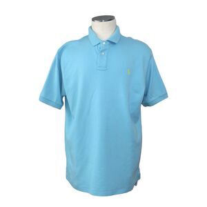 Polo Ralph Lauren XL Men's Shirt Short Sleeve Yellow Pony Turquoise Blue EUC